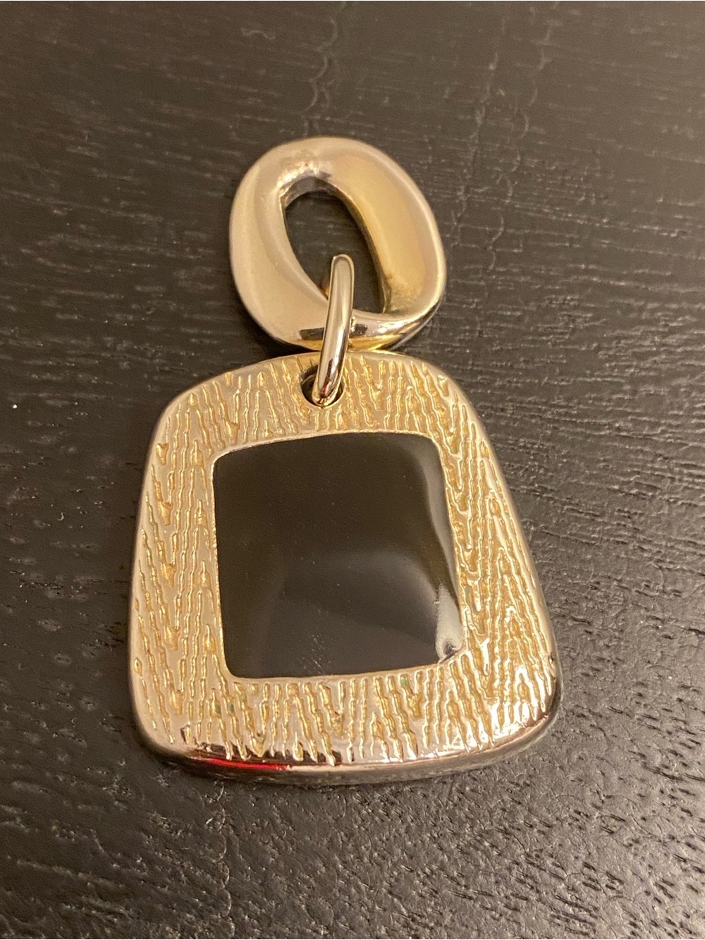 Weekenders Silver-Toned & Black Enamel Asymmetrical Square Pendant